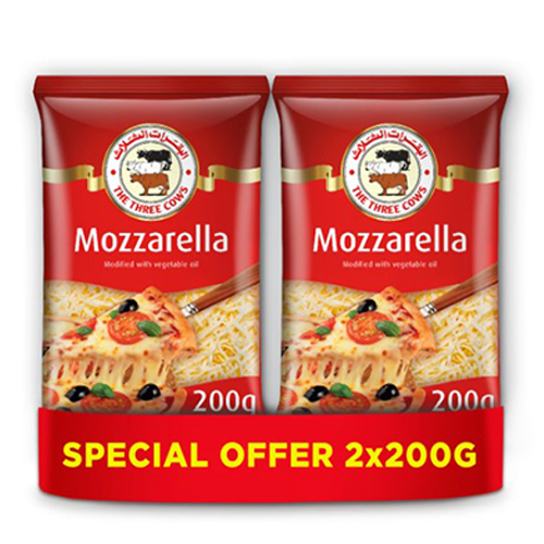 Three Cows Shredded Mozzarella Special Offer 2 X 200G