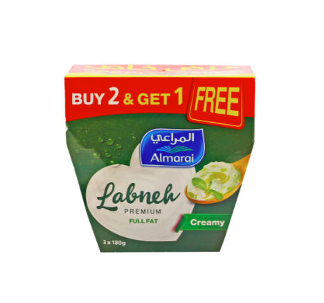 Almarai Premium Full Fat Labneh Creamy 180 g 2+1 Free