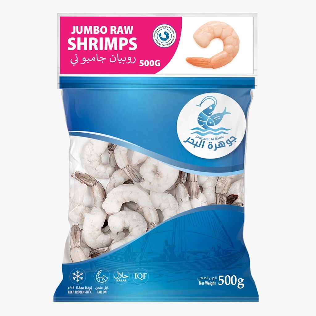 Jawharat Al Baher Fzn Raw Shrimps Iqf Jumbo   500G
